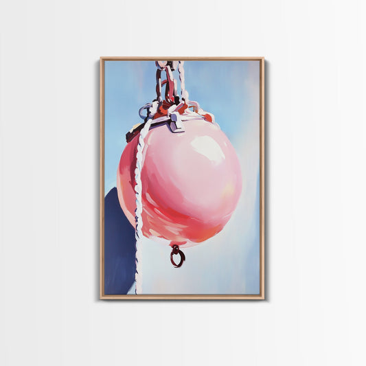 Coastal Buoy, Nautical Wall Art, Beach House Decor, Minimalist Art, Pastel Aesthetic, Ocean Theme, Framed Canvas Print, Modern Art