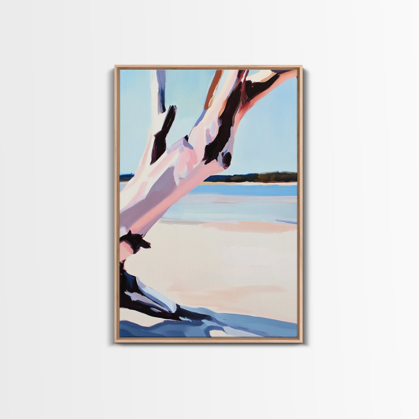 Pink Tree, Abstract Nature, Modern Boho Art, Minimalist Wall Decor, Framed Canvas Print, Living Room Wall Art, Pastel Home Decor