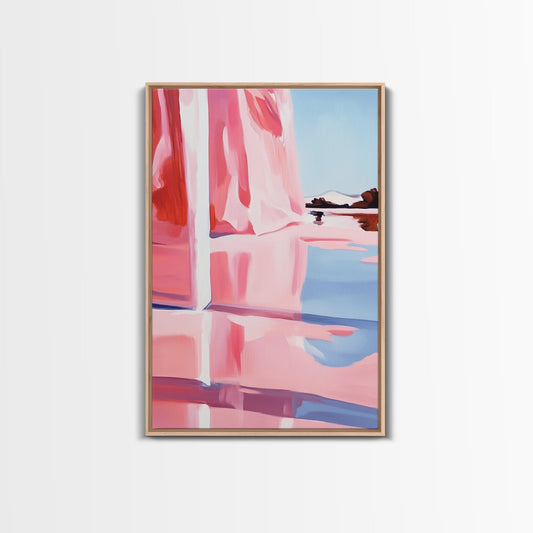 Pink Reflection, Abstract Water, Soft Color Palette, Tranquil Wall Decor, Minimalist Canvas Print, Modern Home Art, Zen Aesthetic