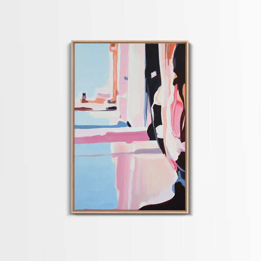 Abstract Reflection, Modern Art, Surreal Aesthetic, Color Palette, Minimalist Art, Office Decor, Framed Canvas Print, Living Room