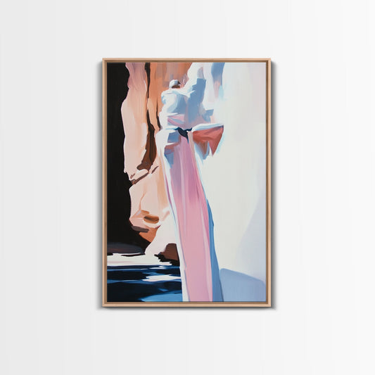 Canyon Serenity, Earthy Landscape, Nature Inspired Art, Warm Neutral Tones, Rustic Minimalist Style, Framed Canvas Print