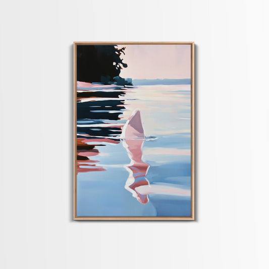 Ocean Reflection, Sunset, Water Art, Framed Canvas Print, Coastal Wall Art, Minimalist Decor, Beach House Art, Modern Seascape