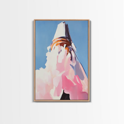 Mountain, Abstract Peak, Modern Landscape, Canvas Print, Blue Wall Art, Minimalist Nature Art, Neutral Wall Decor, Office Wall Art