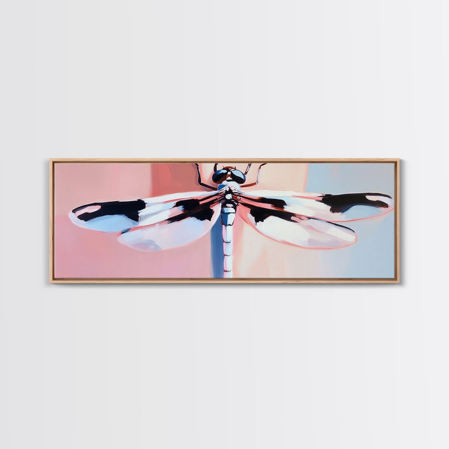 Dragonfly, Framed Canvas Print, Nature Wall Art, Pastel Aesthetic, Boho Artwork, Elegant Home Decor, Insect Painting, Minimalist Art