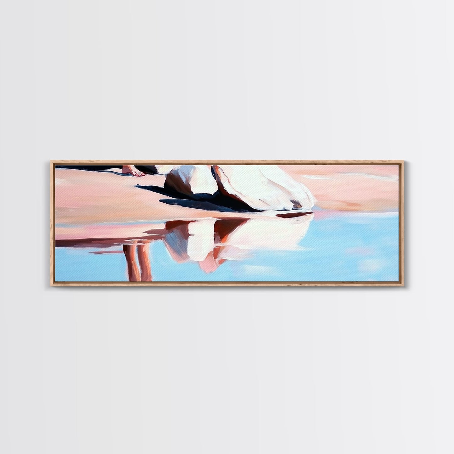 Reflection, Beach Sand, Framed Canvas Print, Coastal Home Decor, Soft Aesthetic, Minimalist Art, Dreamy Seascape, Serene Painting