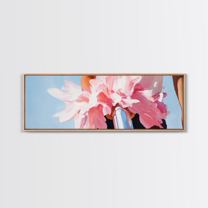 Flower Bicycle, Romantic Aesthetic, Feminine Wall Art, Soft Pastel Painting, Canvas Print, Bedroom Wall Art, French Chic Decor