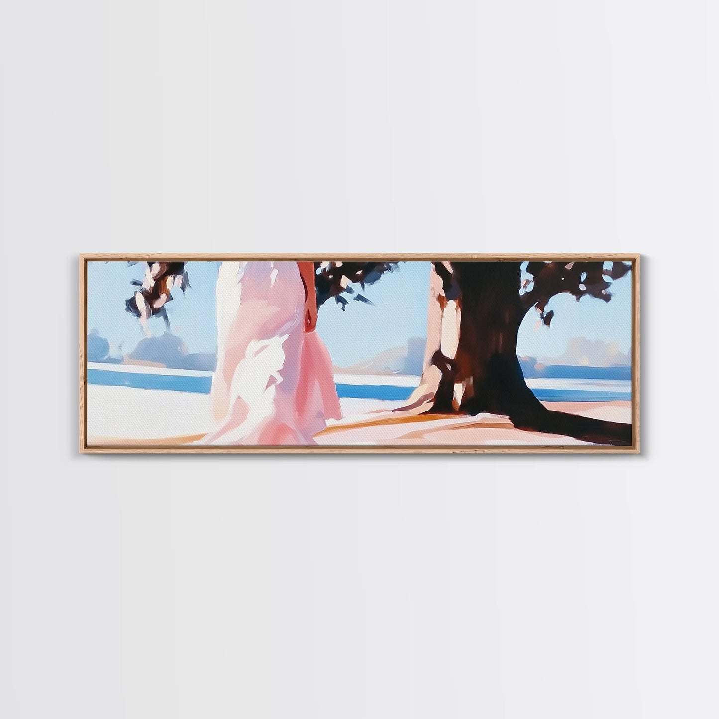 Sunlit Pathway, Dreamy Nature Art, Romantic Forest Scene, Earth Tones, Framed Canvas Print, Cozy Home Decor, Hallway Statement Piece