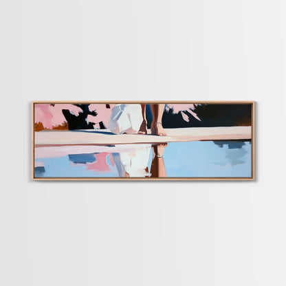 Reflection Beauty, Elegant Aesthetic, Nature Painting, Romantic Minimalism, Framed Canvas Print, Living Room Decor, Feminine Artwork