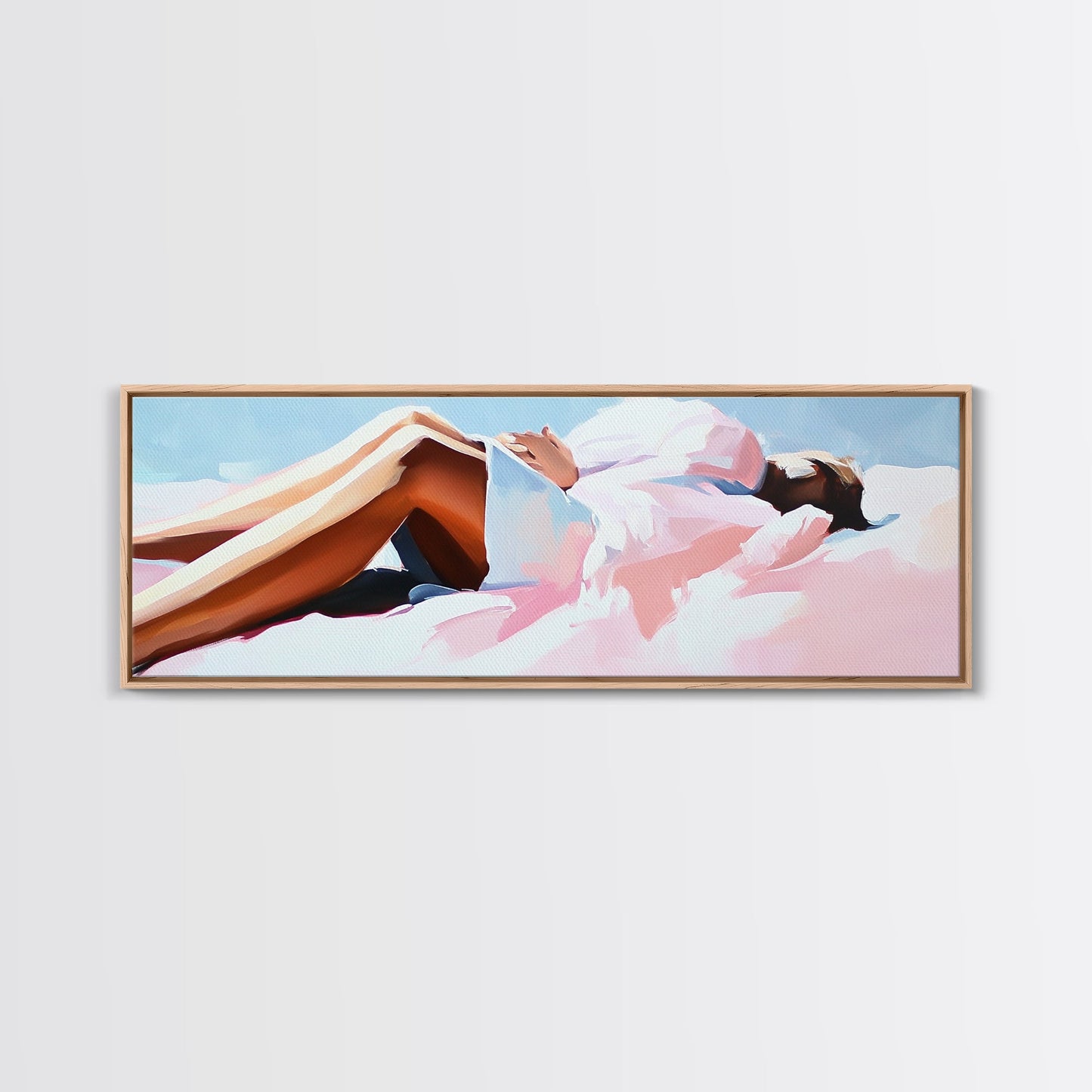 Relaxing On Beach, Summer Vibes, Serene Escape, Coastal Canvas Print, Bedroom Wall Art, Minimalist Decor, Pastel Beach Aesthetic