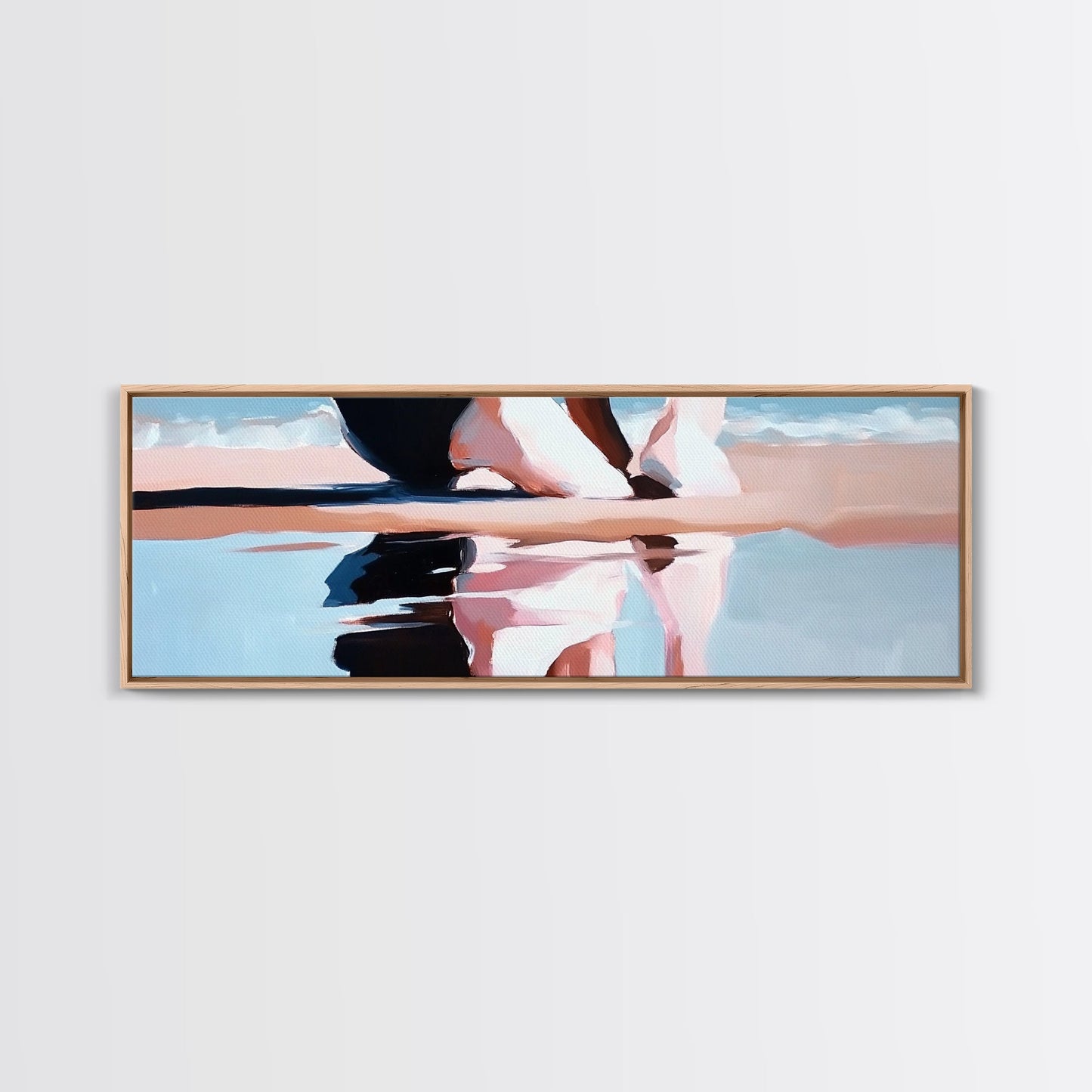 Sunset Reflection, Beach Art, Ocean Painting, Framed Canvas Print, Coastal Wall Art, Living Room Decor, Modern Minimalist Home Style