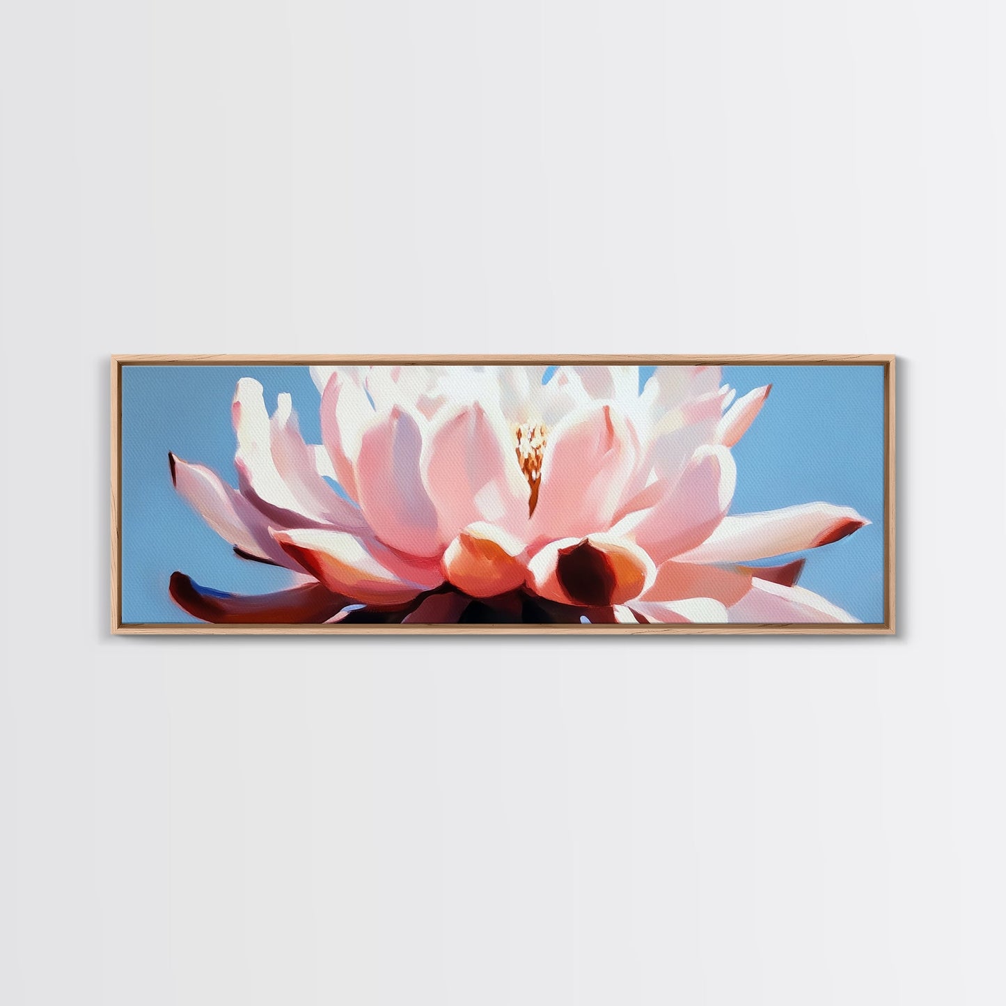 Pink Lotus, Floral Wall Art, Elegant Home Decor, Framed Canvas Print, Feminine Aesthetic, Botanical Art, Water Lily Painting