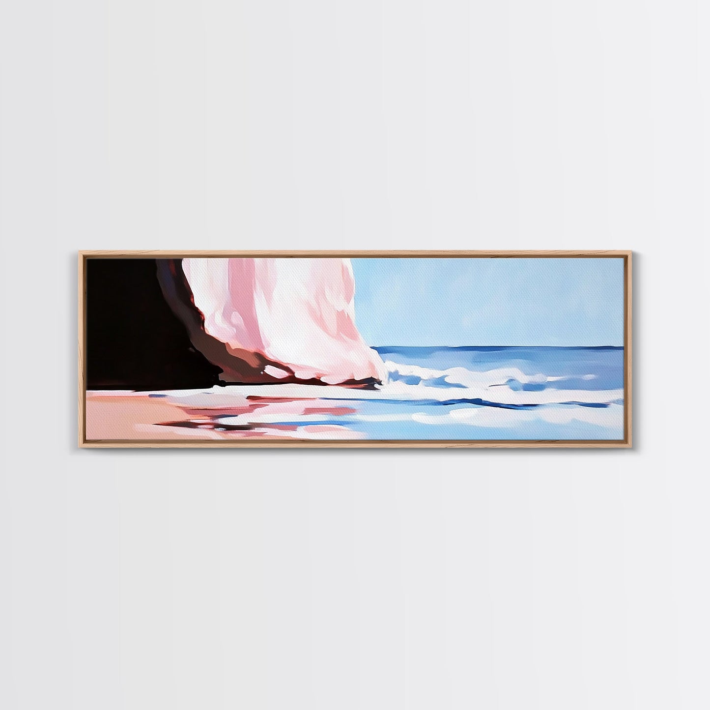 Waves, Beach Reflection, Seaside Serenity, Minimalist Decor, Framed Canvas Print, Coastal Aesthetic, Nautical Art, Living Room Wall Art