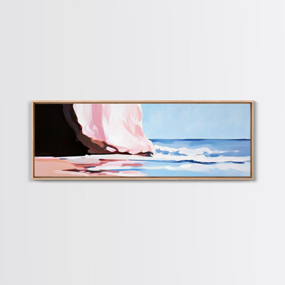Waves, Beach Reflection, Seaside Serenity, Minimalist Decor, Framed Canvas Print, Coastal Aesthetic, Nautical Art, Living Room Wall Art