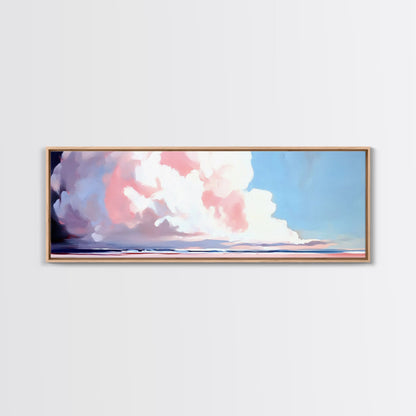 Soft Clouds, Ocean Horizon, Dreamy Seascape, Modern Beach Art, Framed Canvas Print, Coastal Minimalist, Living Room Wall Art