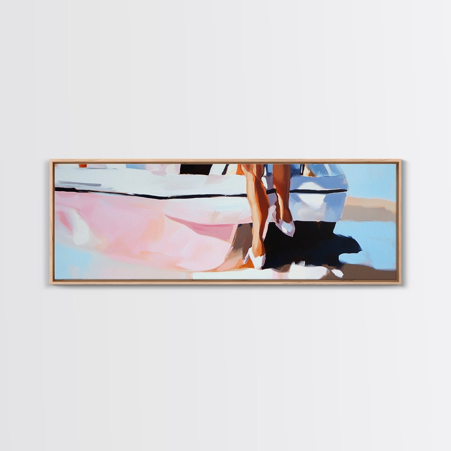 Spiegelung eines Segelboots, Nautische Kunst, Hafenlandschaft, Gerahmter Leinwanddruck, Minimalistische Küstendekoration, Ozeangemälde, Wanddekoration fürs Wohnzimmer