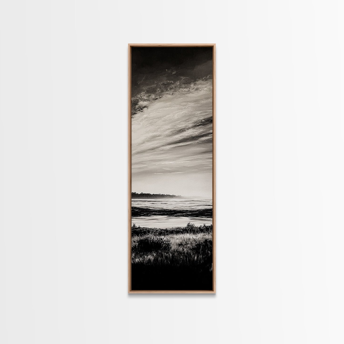 Black White, Seascape Art, Coastal Print, Framed Canvas Print, Monochrome Wall Art, Beach House Decor, Large Art, Living Room Artwork