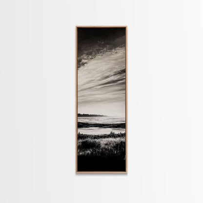 Black White, Seascape Art, Coastal Print, Framed Canvas Print, Monochrome Wall Art, Beach House Decor, Large Art, Living Room Artwork