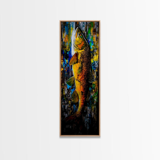 Rustic Fish, Fishing Decor, Colorful Trout, Cabin Wall Art, Canvas Print, Outdoor Lodge Decor, Living Room Art, Wildlife Painting