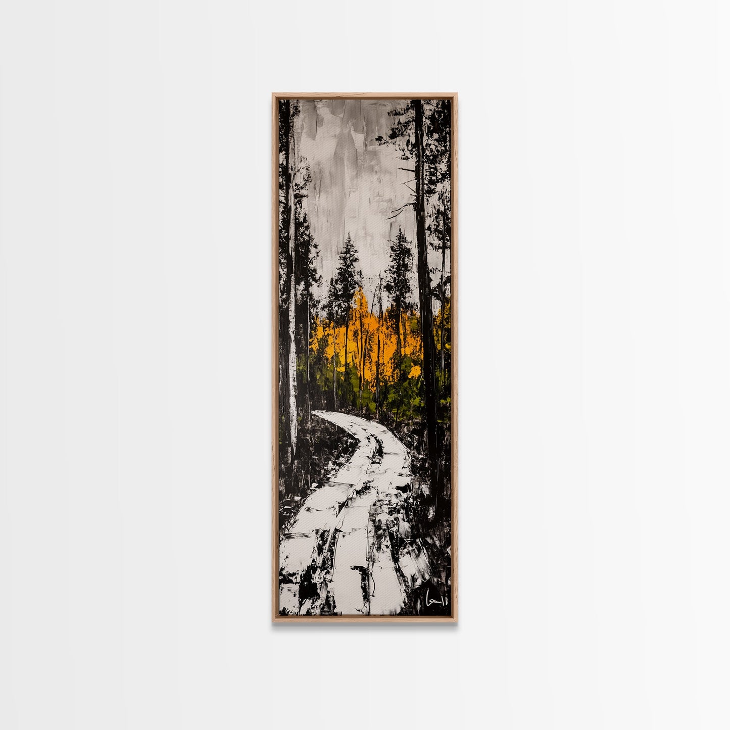 Autumn Forest Path, Fall Landscape Art, Woodland Painting, Nature Wall Art, Rustic Decor, Modern Wall Print, Framed Canvas Print