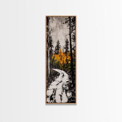 Autumn Forest Path, Fall Landscape Art, Woodland Painting, Nature Wall Art, Rustic Decor, Modern Wall Print, Framed Canvas Print
