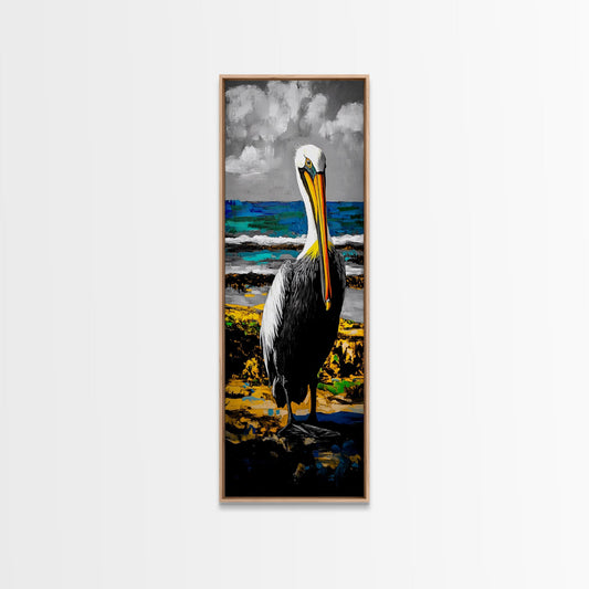 Pelican, Coastal Wall Art, Beach House Decor, Nautical Art, Ocean Animal Print, Wildlife Art, Tropical Home, Canvas Print