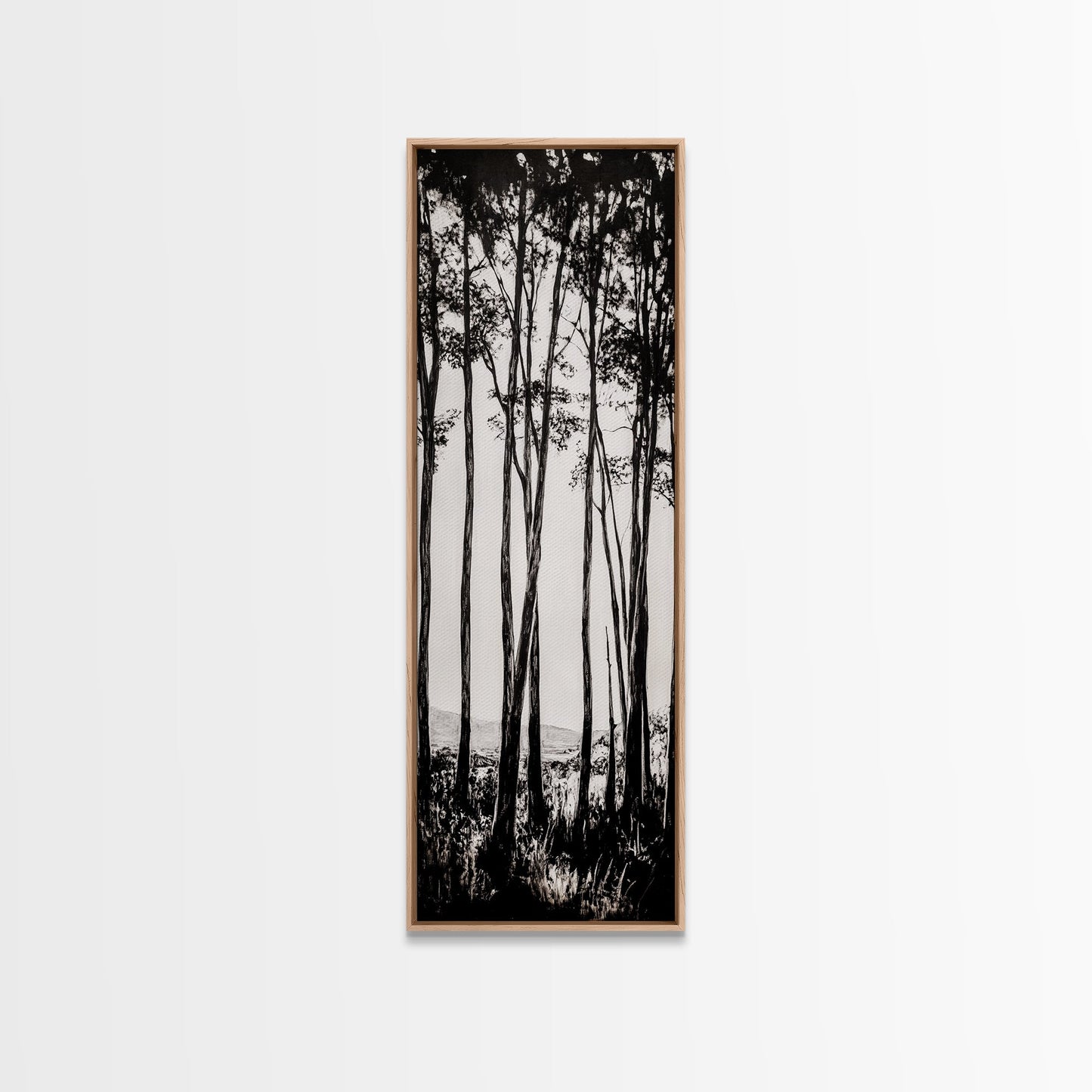Tall Trees, Monochrome Forest, Tranquil Landscape, Framed Canvas Print, Nature Wall Art, Rustic Cabin Decor, Modern Minimalist Art