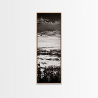 Moody Landscape Art, Black and White Painting, Nature Inspired Wall Decor, Rustic Home Accent, Modern Minimalist Style, Canvas Print