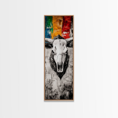 Skull, Western, Rustic, Canvas Print, Cowboy Wall Art, Southwestern Decor, Bold Statement Art, Boho Farmhouse, Eclectic Home Decor