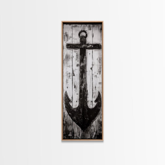 Nautical Anchor, Rustic Wall Art, Coastal Decor, Canvas Print, Maritime Theme, Vintage Home Decor, Beach House Wall Art, Navy Blue Art