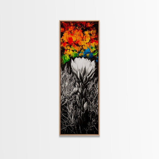 Abstract Bloom, Floral Art, Colorful Wall Decor, Framed Canvas Print, Modern Botanical Art, Living Room Wall Art, Vibrant Nature Decor