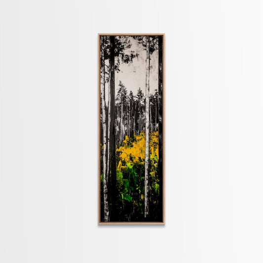 Birch Forest, Black and White Art, Nature Wall Art, Framed Canvas Print, Rustic Woodland, Farmhouse Decor, Living Room Artwork