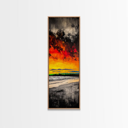 Fire Sky, Dramatic Sunset, Abstract Seascape, Framed Canvas Print, Bold Wall Art, Vibrant Home Decor, Statement Piece