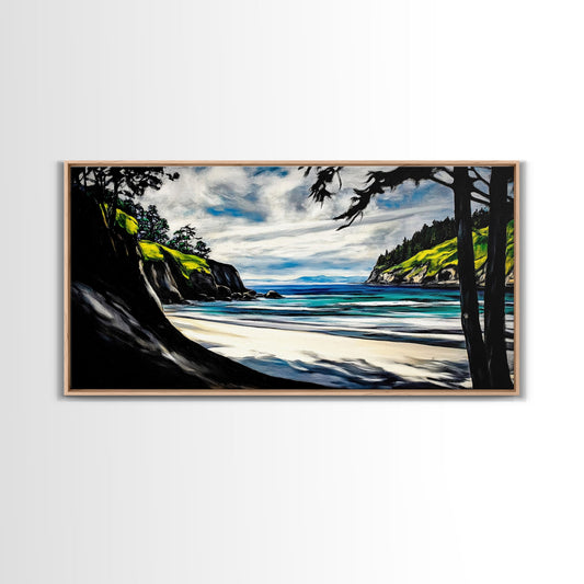 Coastal View, Ocean Cliffs, Nature Scene, Canvas Print, Beach Wall Art, Relaxing Home Decor, Nautical Theme, Large Seascape Painting