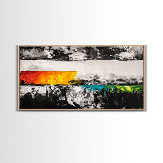 Abstract Color Block, Modern Painting, Minimalist Wall Art, Canvas Print, Bold Texture, Office Decor, Contemporary Design, Black and White