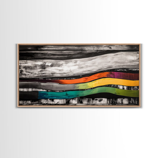 Abstract Waves, Modern Canvas Print, Colorful Wall Art, Boho Home Decor, Minimalist Painting, Office Art, Living Room Wall Decor