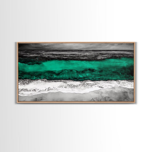 Abstract Ocean, Beach Wall Art, Coastal Decor, Seascape Painting, Modern Home Art, Nautical Decor, Framed Canvas Print, Large Wall Art