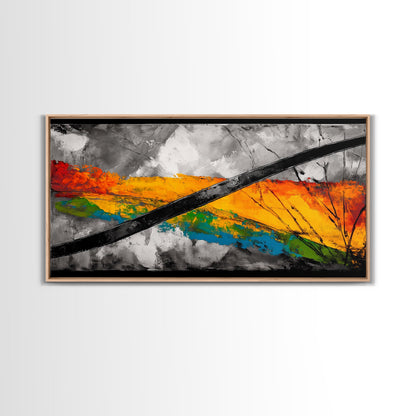 Bold Color Strokes, Abstract Expressionism, Dynamic Energy, Vibrant Painting, Statement Decor, Gallery Wall, Framed Canvas Print