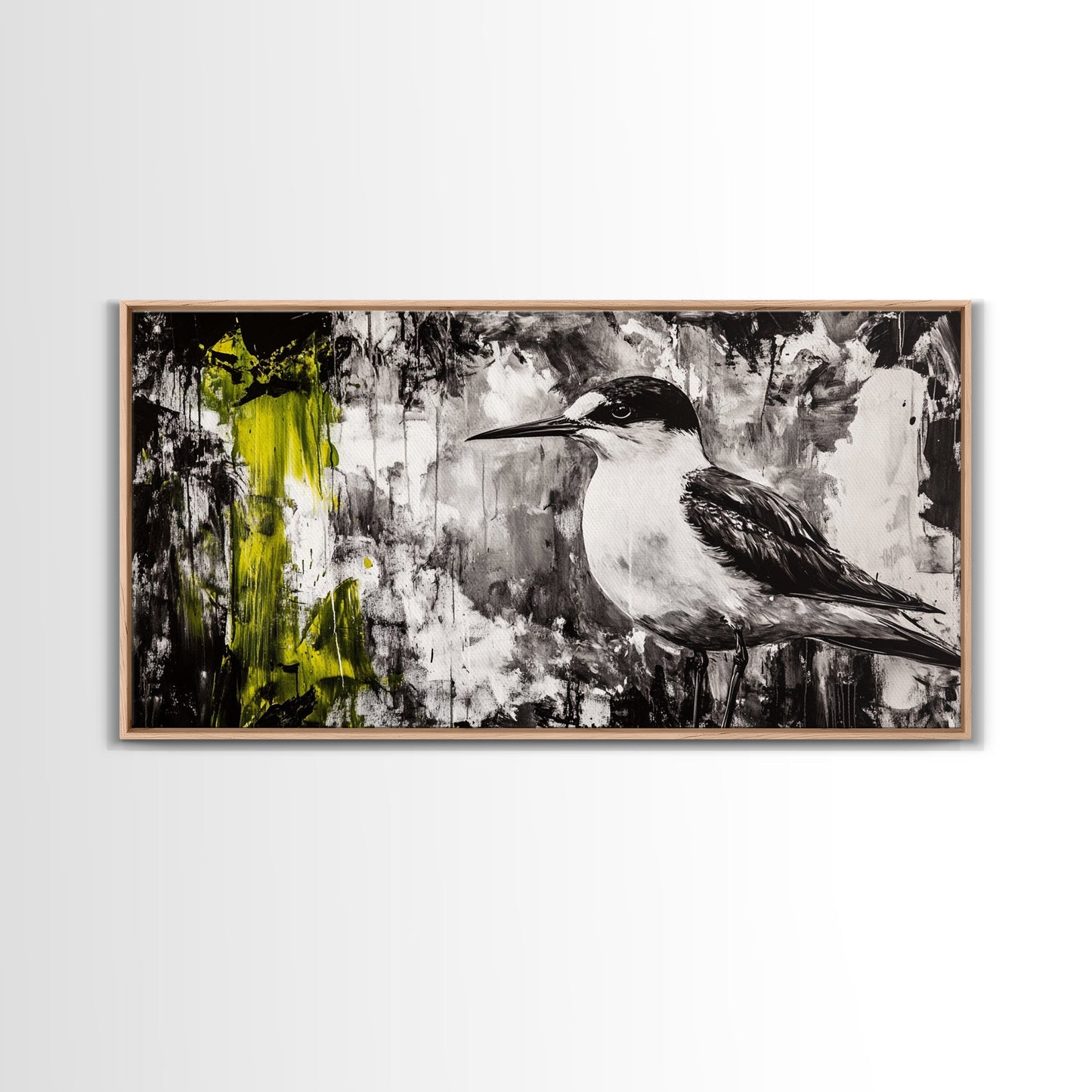 Black and White Bird, Modern Abstract, Minimalist Art, Canvas Print, Nature Wall Art, Office Wall Art, Boho Aesthetic Decor
