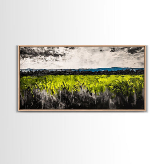 Green Field, Landscape Canvas Print, Nature Wall Art, Minimalist Artwork, Outdoor Scene, Farmhouse Decor, Living Room Wall Art