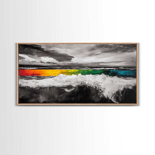 Sunset Reflection, Vibrant Seascape, Abstract Waves, Canvas Print, Colorful Ocean Art, Coastal Wall Decor, Living Room Artwork