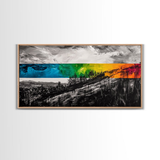 Abstract Landscape, Modern Art, Vibrant Colors, Framed Canvas Print, Living Room Wall Art, Contemporary Decor, Bold Statement Art