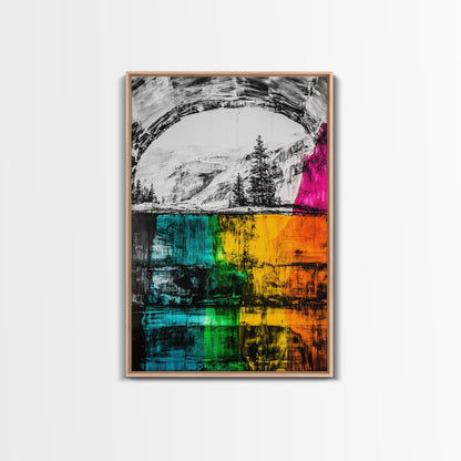 Colorful Canyon, Nature Painting, Abstract Wilderness, Vibrant Landscape, Canvas Print, Adventurous Art, Boho Decor, Office Wall Art