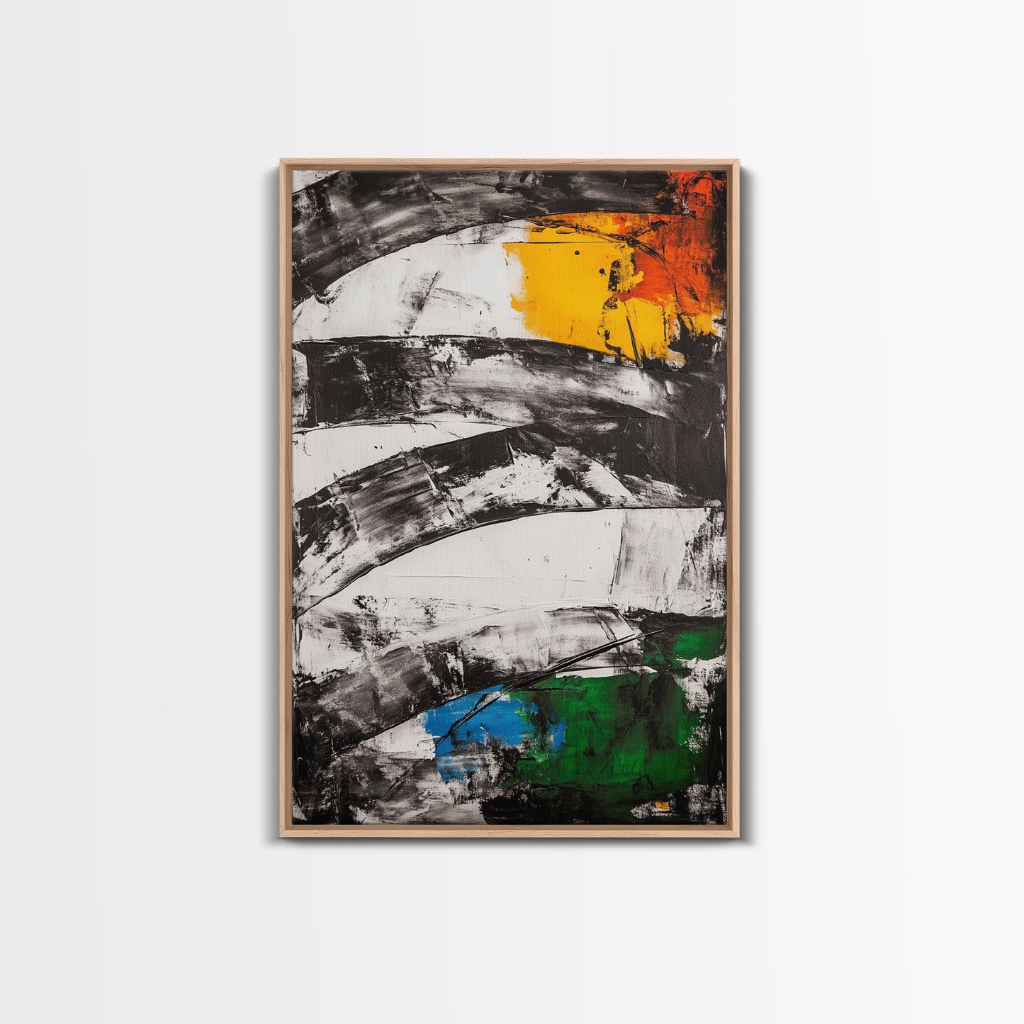 Abstract Curves, Black and White, Modern Art, Bold Colors, Minimalist Painting, Contemporary Style, Statement Piece, Canvas Print