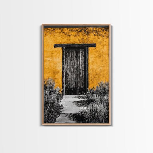 Rustic Door, Southwest Architecture, Adobe Home Art, Warm Autumn Decor, Vintage Entrance Print, Living Room Art, Canvas Print
