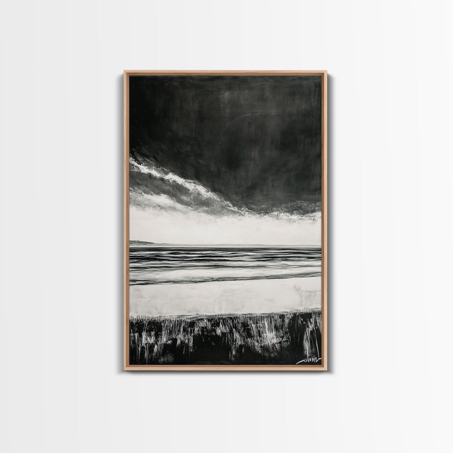 Dark Sky, Ocean Storm, Dramatic Seascape, Canvas Print, Moody Wall Art, Modern Coastal Decor, Nautical Painting, Living Room Art