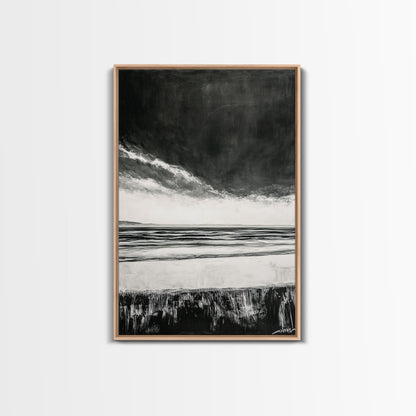 Dark Sky, Ocean Storm, Dramatic Seascape, Canvas Print, Moody Wall Art, Modern Coastal Decor, Nautical Painting, Living Room Art