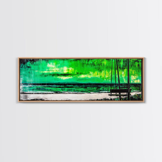 Green Serenity, Abstract Landscape, Canvas Print, Dreamy Wall Art, Vibrant Home Decor, Modern Bedroom Art, Minimalist Painting
