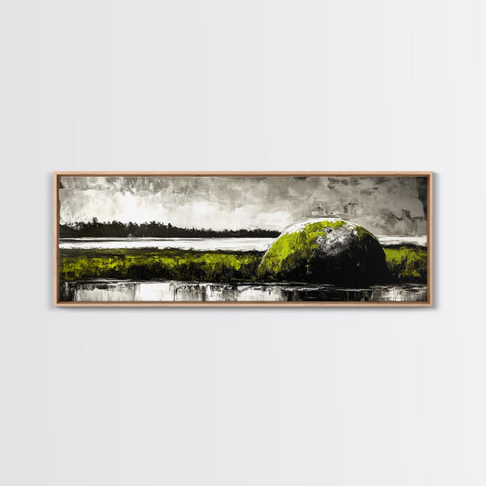 Abstract Hill, Nature Art, Landscape Painting, Contemporary Wall Decor, Framed Canvas Print, Office Wall Art, Earthy Tones, Minimalist Design