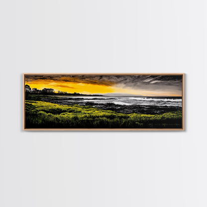 Sunset Coast, Ocean Wall Art, Seascape Print, Framed Canvas Print, Coastal Decor, Modern Art, Beach House, Nature Wall Art