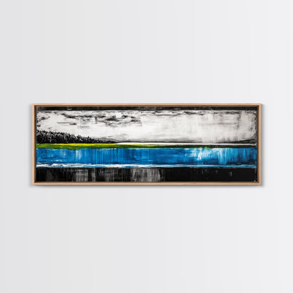 Lake Reflection, Blue Water Art, Minimalist Landscape, Nature Serenity, Monochrome Sky, Peaceful Home Decor, Canvas Print